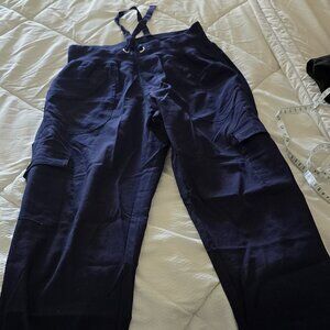 Cargo Pants Joggers Womens S Navy Cargo Elastic Drawstring Pockets